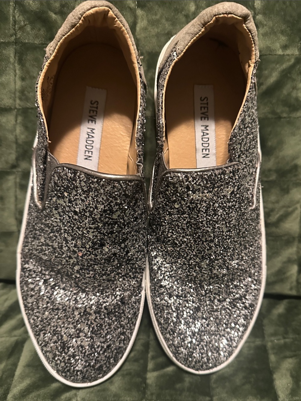 Steve Madden Silver Glitter Slip-On Sneakers